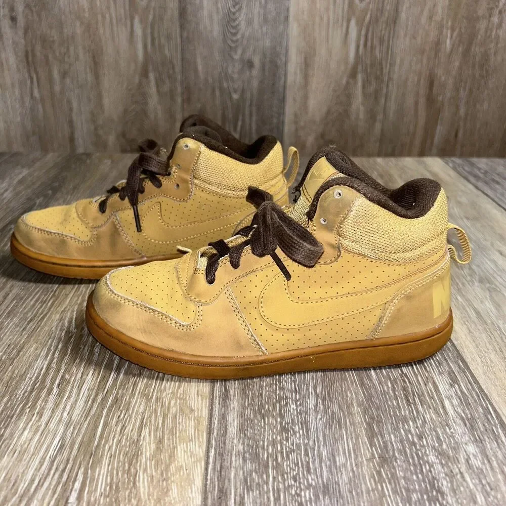 Nike Court Borough Mid Beige Khaki Kids Youth US Size 1.5Y 839978-700 High Top